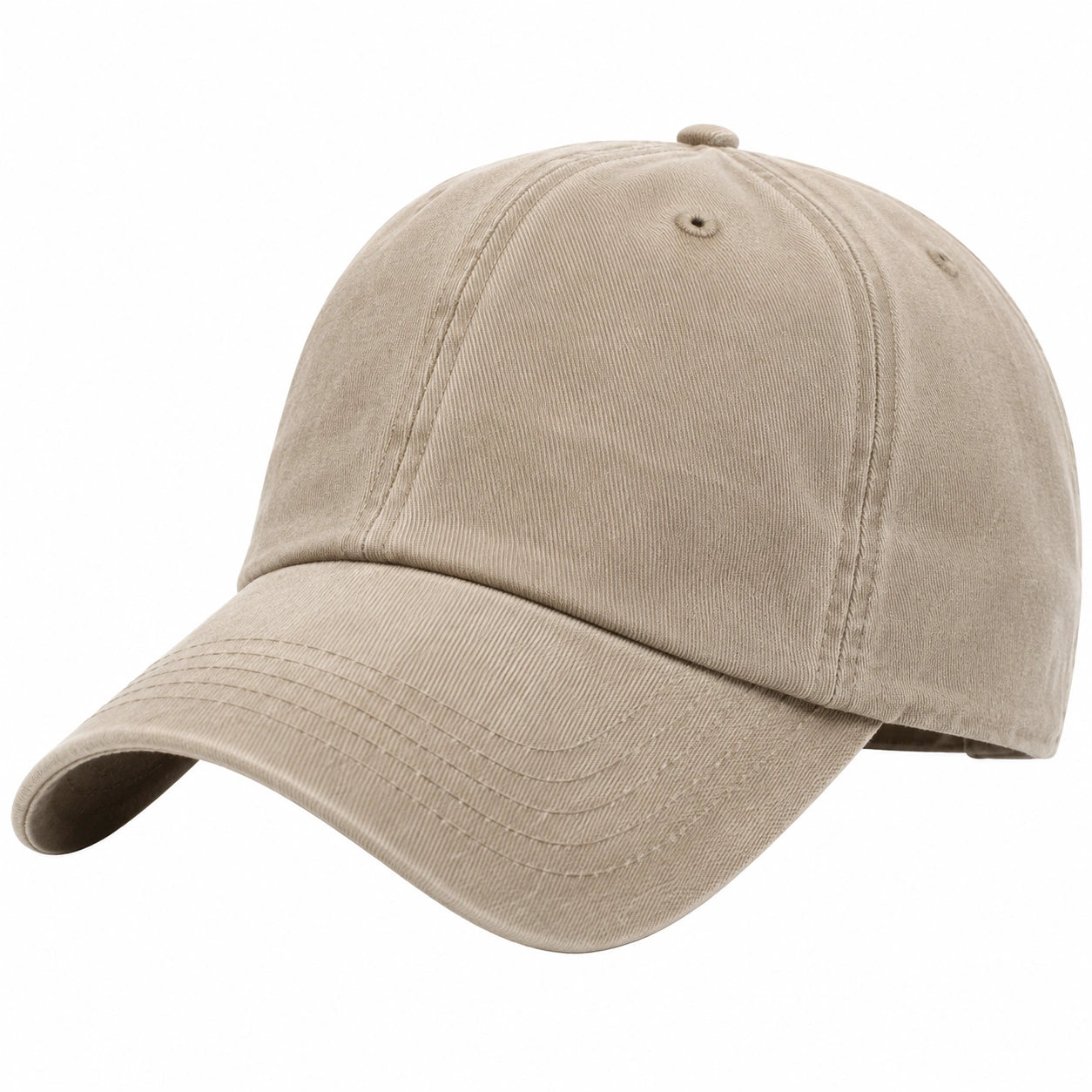 Baseballkappe Einheitsgröße aus Baumwolltwill Beige mit gebogenem Schirm