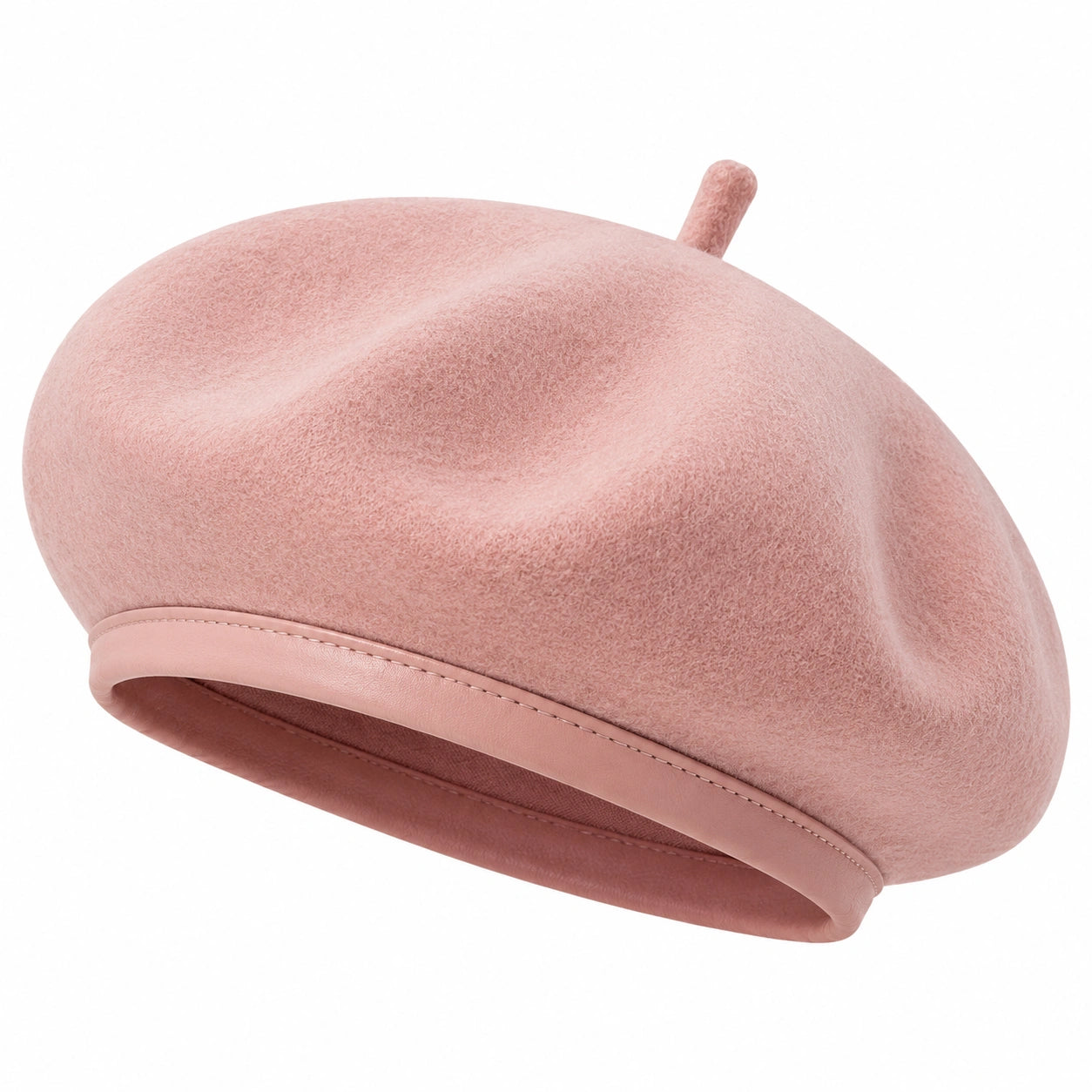 Damen Baskenmütze Einheitsgröße Textil in Filzoptik Rosa für Alltag im klassischen Stil