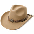 Cowboyhut One Size in Camel mit samtiger Oberfläche und Flechtband im Westernstil