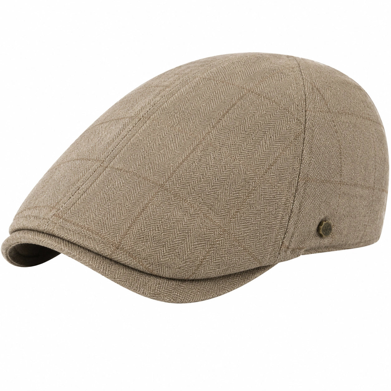 Schiebermütze Einheitsgröße Beige Textil Fischgrätmuster Klassischer Alltag
