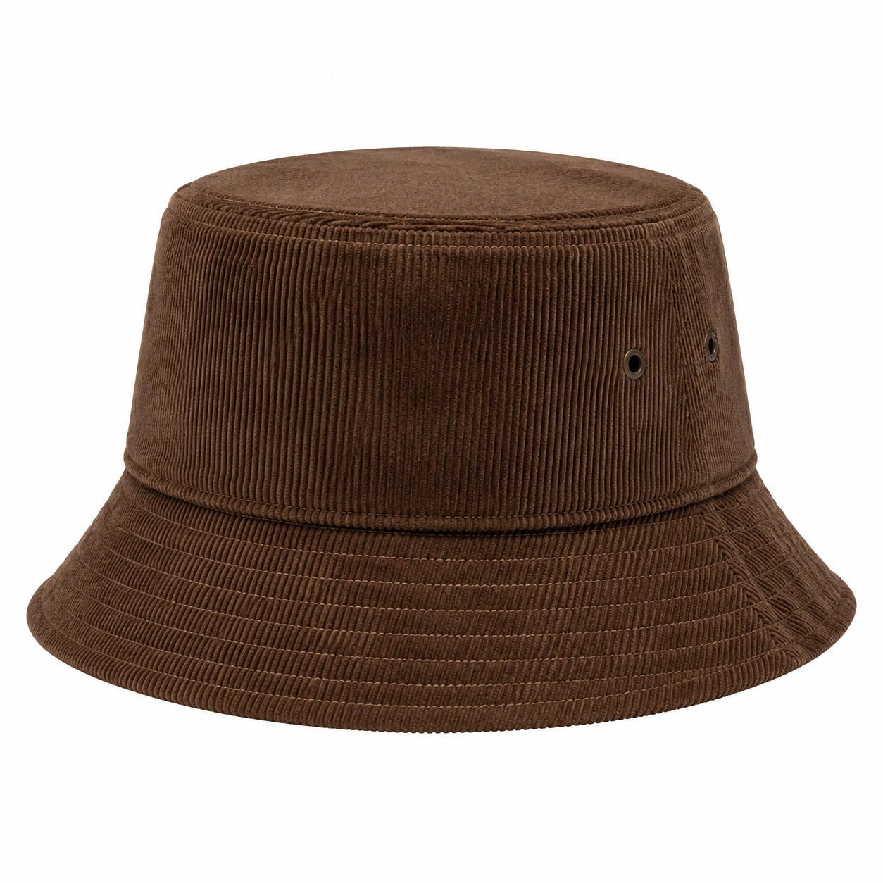 Bucket Hat Einheitsgröße brauner Cordstoff mit Belüftungsösen