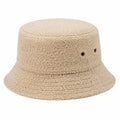 Bucket Hat Einheitsgröße aus Teddytextil Beige - Fischerhut mit Ösen