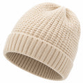 Strickmütze Einheitsgröße Creme mit Umschlag für Alltag