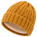 Strickmütze Einheitsgröße Senfgelb mit Teddyfutter gerippt wärmend